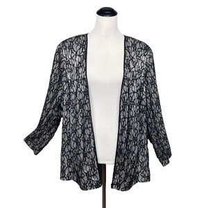 Nipon Boutique 24W Black Shimmer Lace Open-Front Cardigan Evening Lightweight